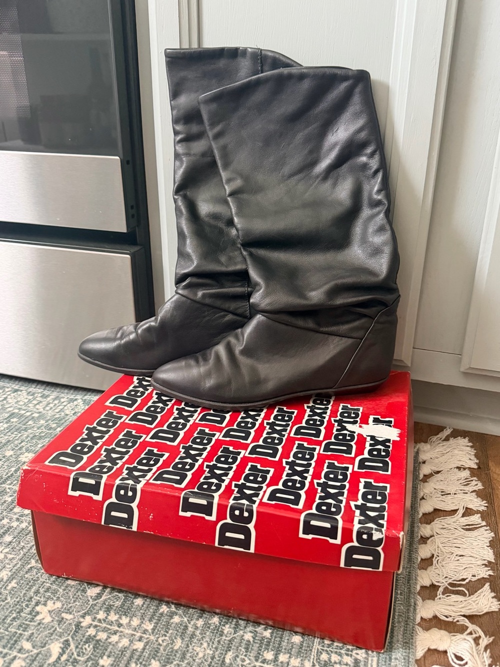 Dexter Vintage Black Women's Slouch Leather Boots